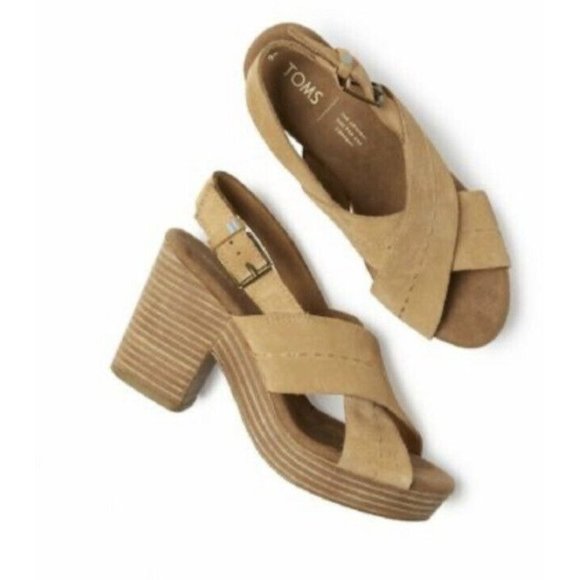 Toms Shoes - Toms Ibiza Honey Suede Chunky Platform Sandals Womens sz 10